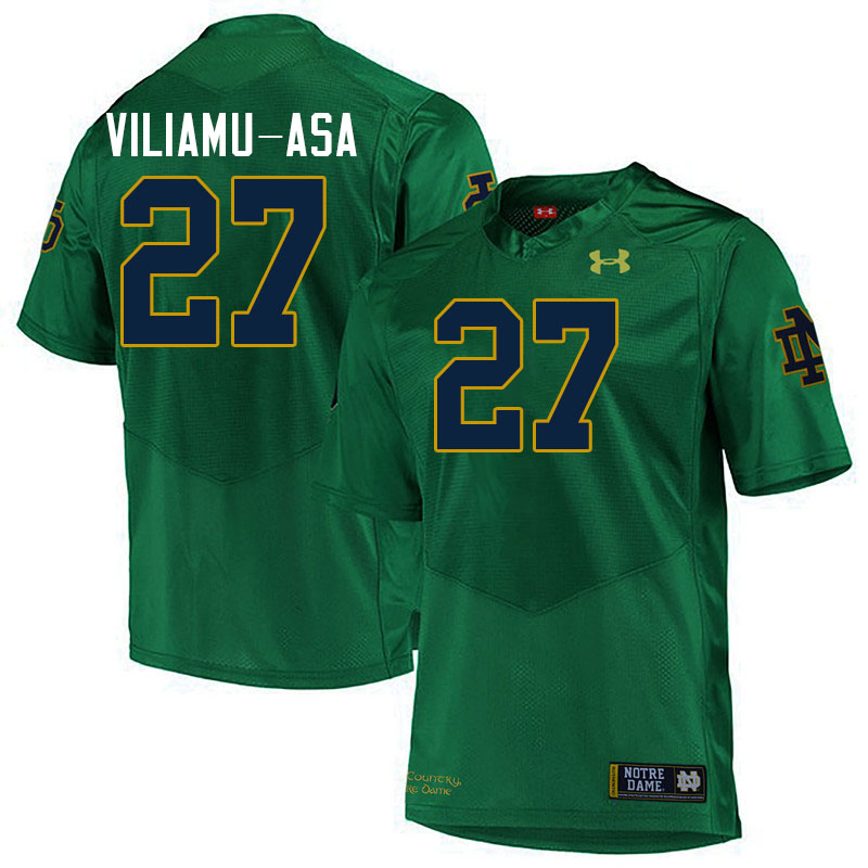 Men #27 Kyngstonn Viliamu-Asa Notre Dame Fighting Irish College Football Jerseys Stitched-Green